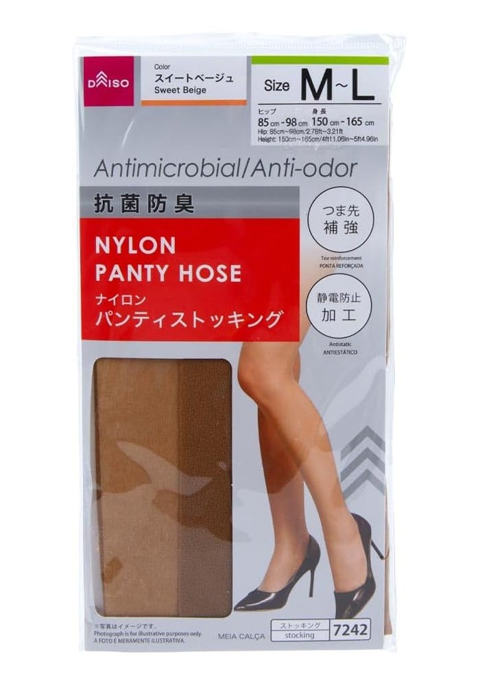 Daiso جوارب نايلون مضادة للميكروبات ومضادة للرائحة من دايسو - بيج - مقاس م-ل - Image 1